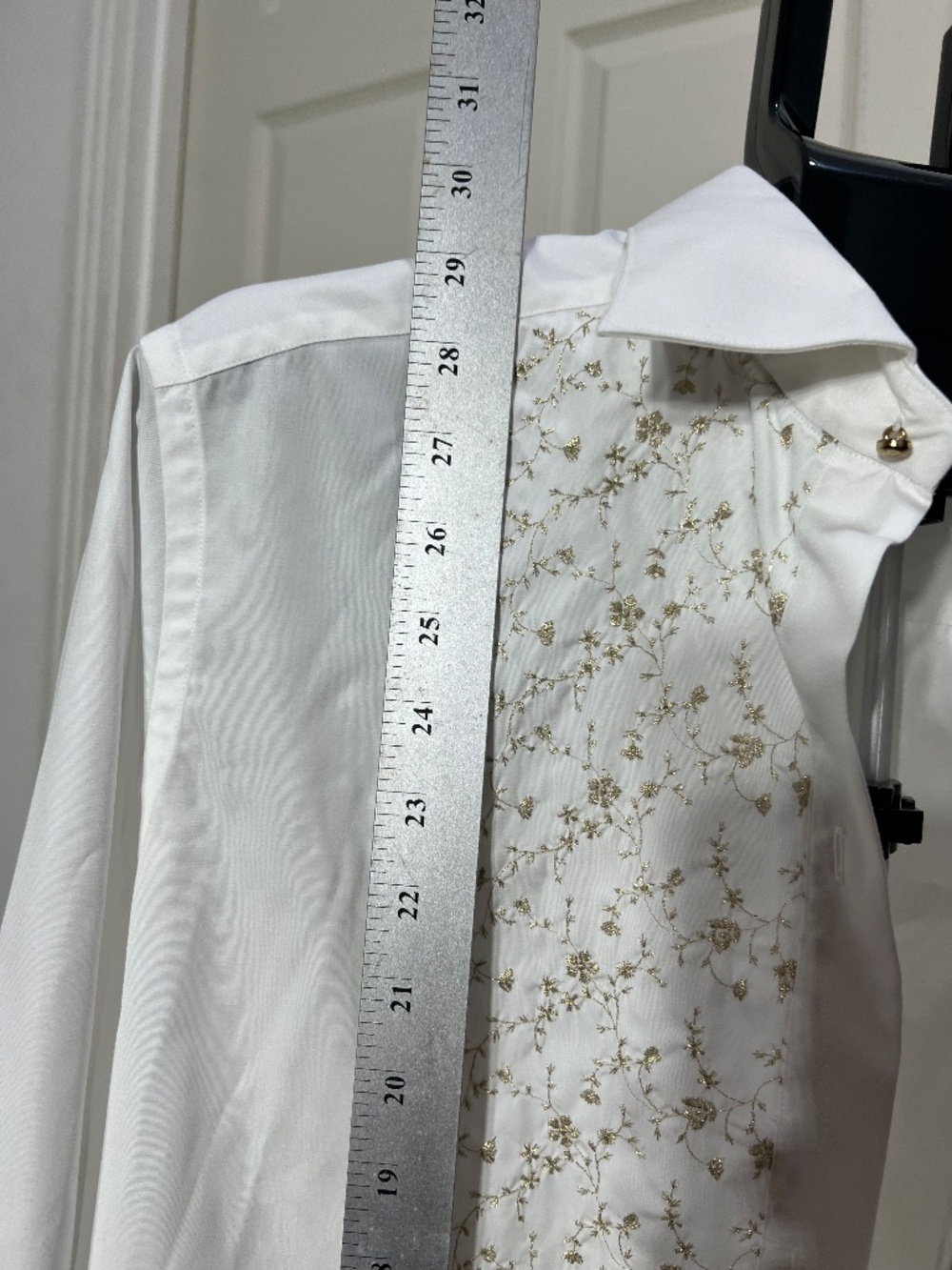 Eton White Dinner Shirt with Gold Embroidered Bib – Luxury Formal Dress Shirt - Picture 5 of 7